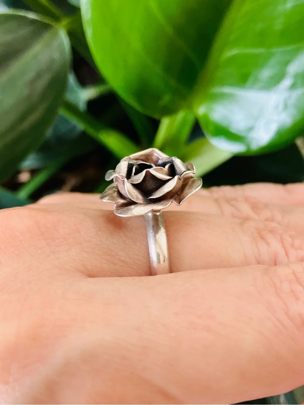Sterling Silver Rose with Petals Statement Ring, 6.75